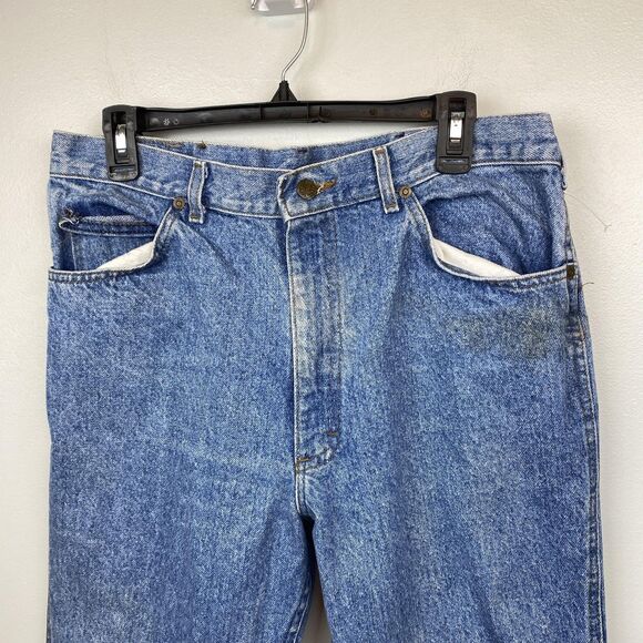 Vintage Lee Riders Jeans Mens 36x32 Straight Fit Made USA Distressed 90s Denim - Picture 2 of 15